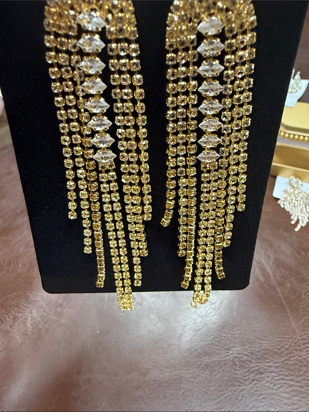 Gold color Crystal Fringe Drop Earrings - Women Jewelry